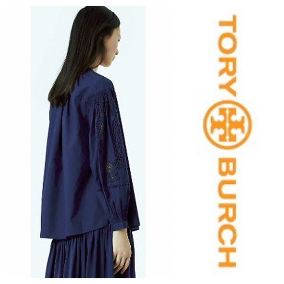 🎉HP🎉Tory Burch Boho Kimberly Tunic In Tory Navy - Picture 2 of 8
